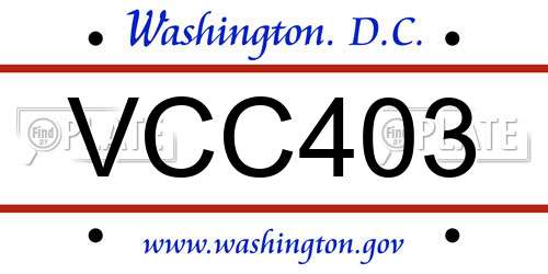 VCC403 District Of Columbia License Plate