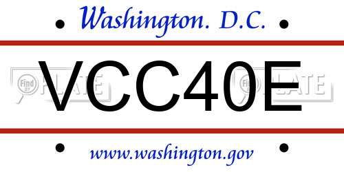 VCC40E District Of Columbia License Plate