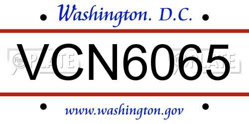 VCN6065 District Of Columbia License Plate