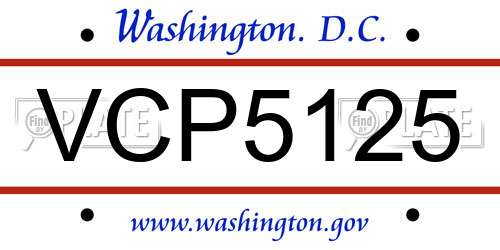 VCP5125 District Of Columbia License Plate