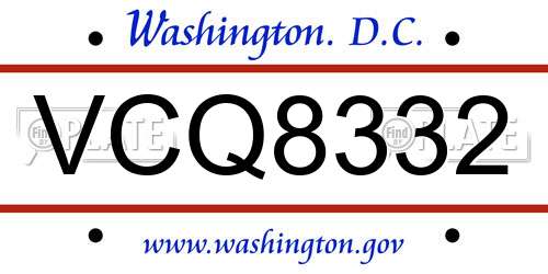 VCQ8332 District Of Columbia License Plate