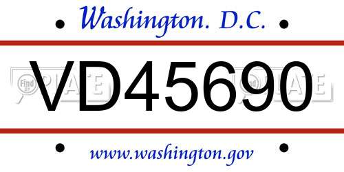 VD45690 District Of Columbia License Plate