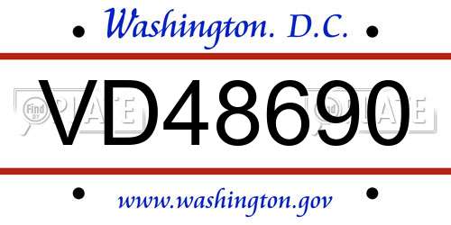 VD48690 District Of Columbia License Plate