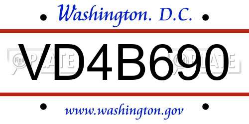 VD4B690 District Of Columbia License Plate