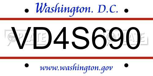 VD4S690 District Of Columbia License Plate