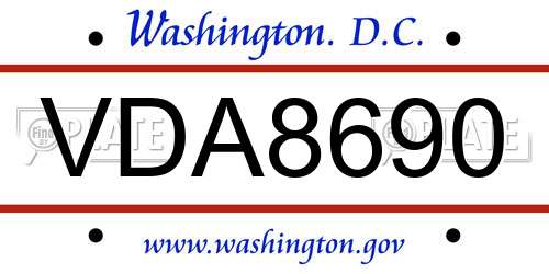 VDA8690 District Of Columbia License Plate