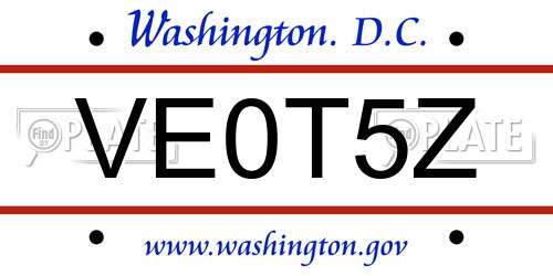 VE0T5Z District Of Columbia License Plate