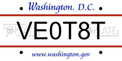 VE0T8T District Of Columbia License Plate