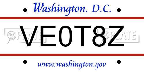 VE0T8Z District Of Columbia License Plate
