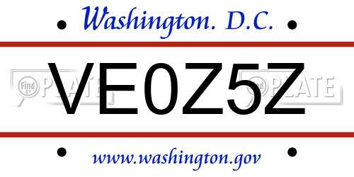 VE0Z5Z District Of Columbia License Plate