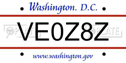 VE0Z8Z District Of Columbia License Plate