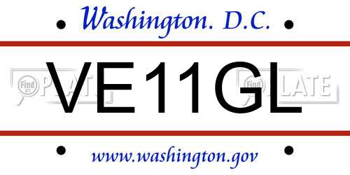 VE11GL District Of Columbia License Plate