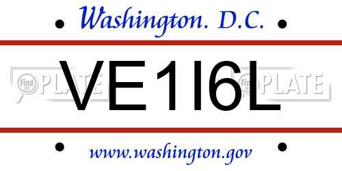 VE1I6L District Of Columbia License Plate