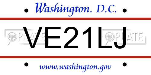 VE21LJ District Of Columbia License Plate
