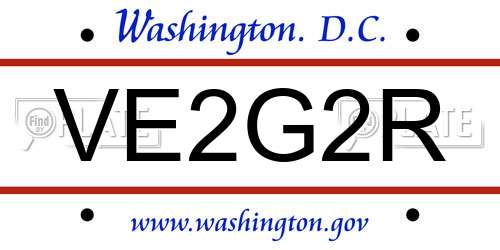 VE2G2R District Of Columbia License Plate