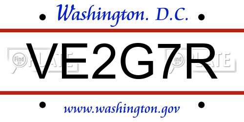 VE2G7R District Of Columbia License Plate
