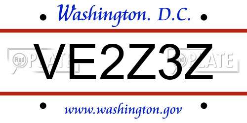 VE2Z3Z District Of Columbia License Plate