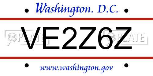 VE2Z6Z District Of Columbia License Plate