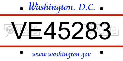 VE45283 District Of Columbia License Plate