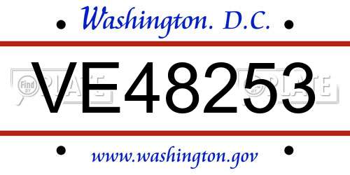 VE48253 District Of Columbia License Plate