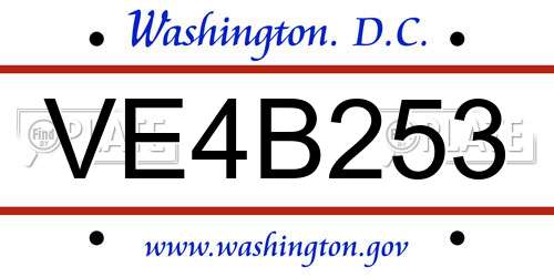 VE4B253 District Of Columbia License Plate