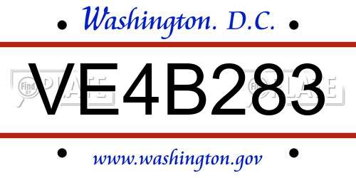VE4B283 District Of Columbia License Plate