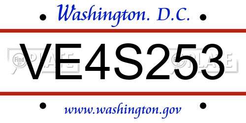 VE4S253 District Of Columbia License Plate