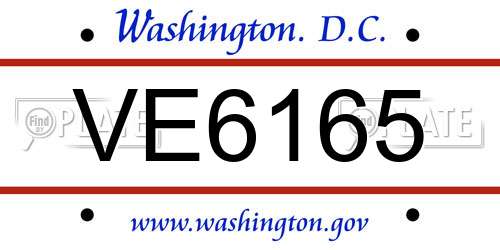 VE6165 District Of Columbia License Plate