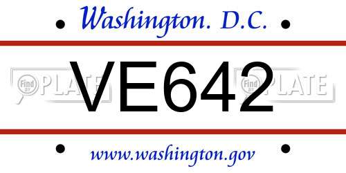 VE642 District Of Columbia License Plate