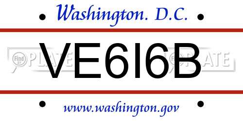 VE6I6B District Of Columbia License Plate