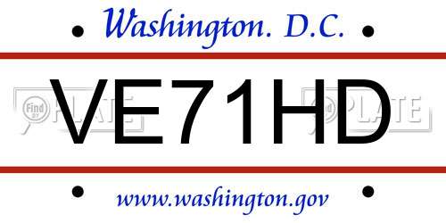 VE71HD District Of Columbia License Plate