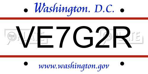 VE7G2R District Of Columbia License Plate