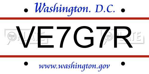 VE7G7R District Of Columbia License Plate