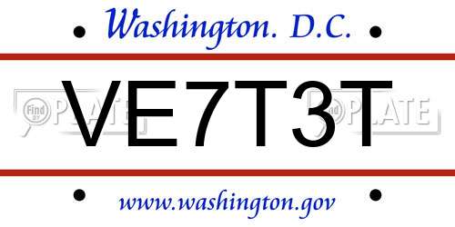 VE7T3T District Of Columbia License Plate