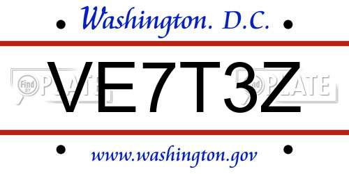 VE7T3Z District Of Columbia License Plate