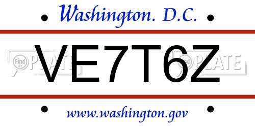 VE7T6Z District Of Columbia License Plate