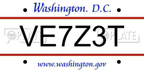 VE7Z3T District Of Columbia License Plate
