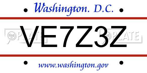 VE7Z3Z District Of Columbia License Plate