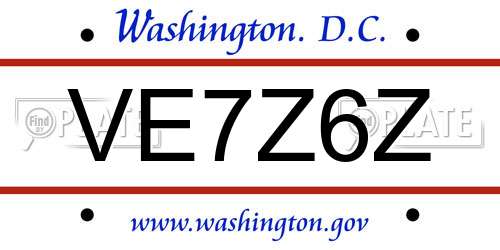 VE7Z6Z District Of Columbia License Plate