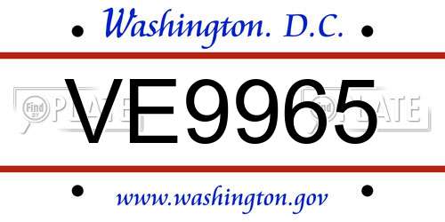 VE9965 District Of Columbia License Plate