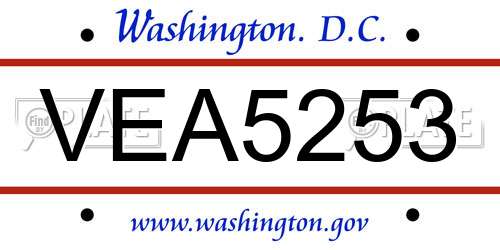 VEA5253 District Of Columbia License Plate