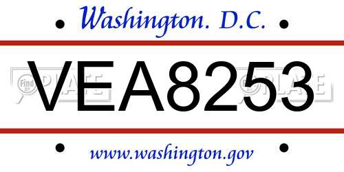 VEA8253 District Of Columbia License Plate