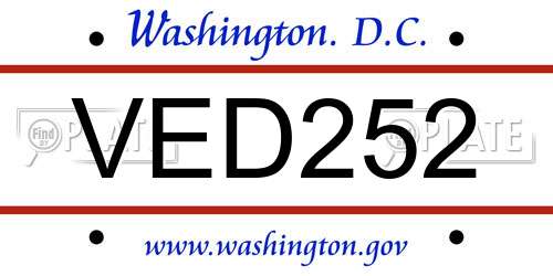 VED252 District Of Columbia License Plate