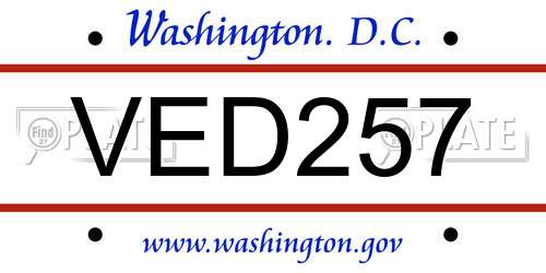 VED257 District Of Columbia License Plate