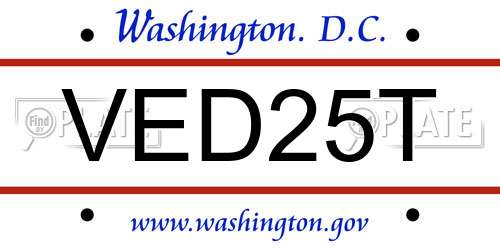 VED25T District Of Columbia License Plate