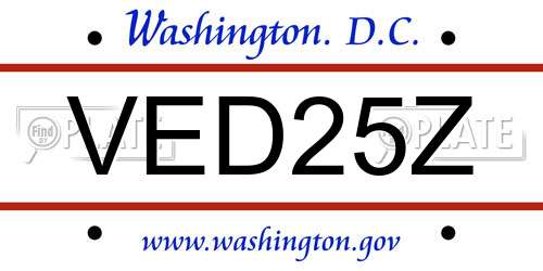 VED25Z District Of Columbia License Plate