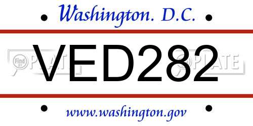 VED282 District Of Columbia License Plate