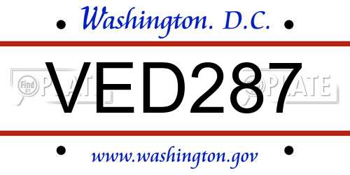 VED287 District Of Columbia License Plate