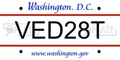 VED28T District Of Columbia License Plate