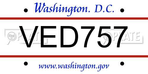 VED757 District Of Columbia License Plate